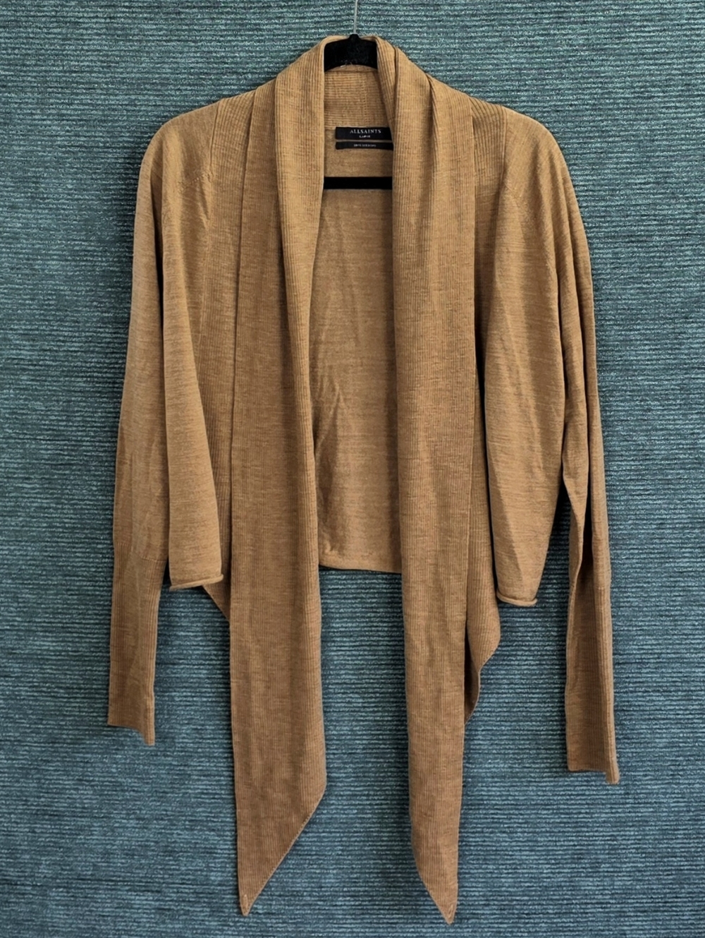 AllSaints Wasson Lightweight Pirate Cardigan, Camel Brown NWT - Picture 10 of 16
